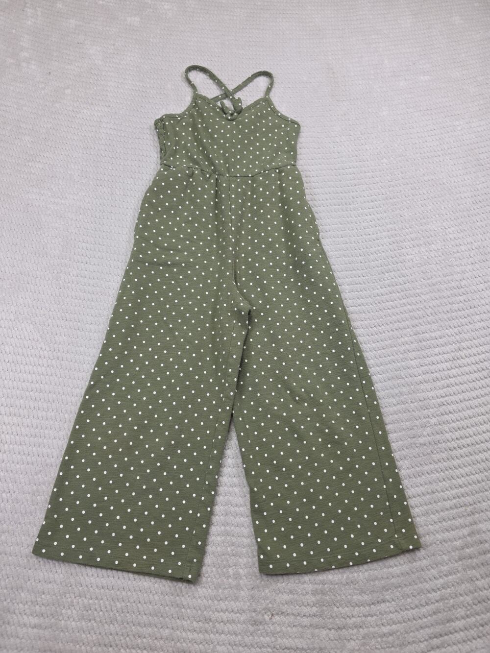 Old Navy Romper Girls Medium 8 Green Wide Leg Polka Dots